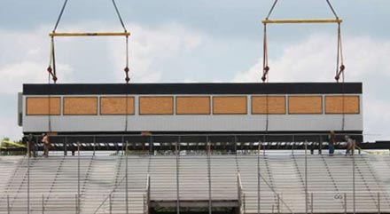 modular stadium buildings - press box installation